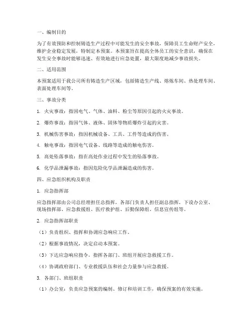 铸造生产安全事故应急预案