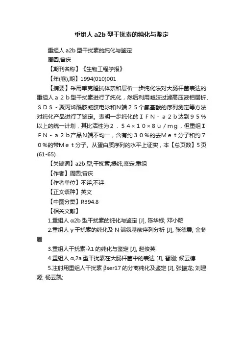 重组人a2b型干扰素的纯化与鉴定
