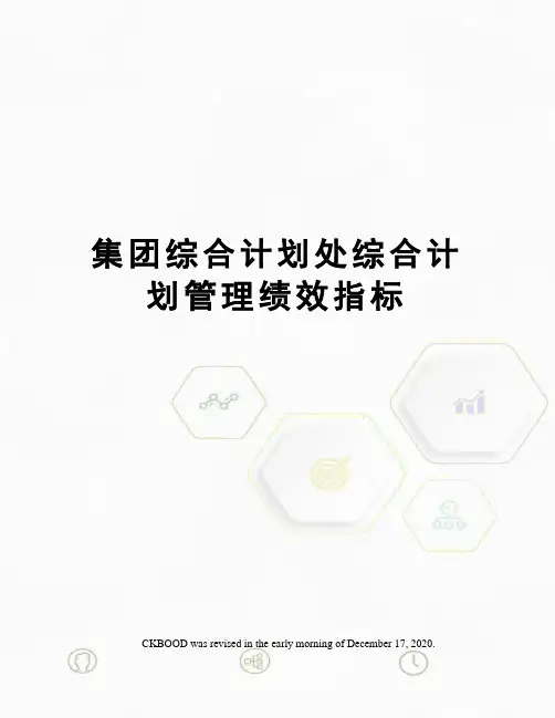 集团综合计划处综合计划管理绩效指标