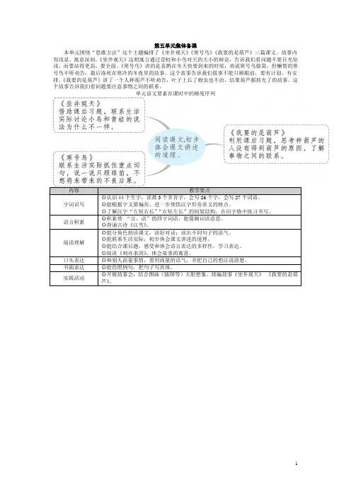 小学语文部编二上第五单元教学设计
