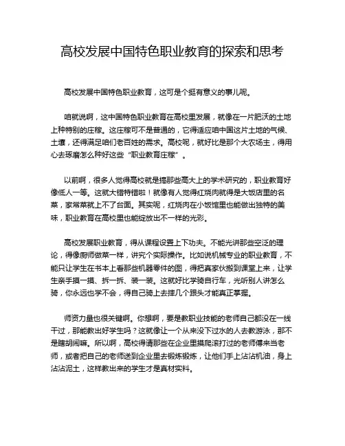 高校发展中国特色职业教育的探索和思考