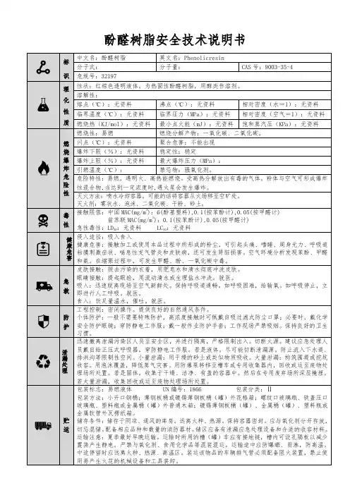 【酚醛树脂】MSDS安全技术说明书(精编版)
