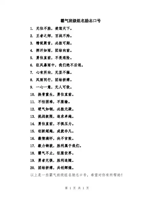 霸气班级组名励志口号