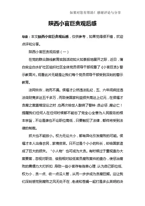陕西小官巨贪观后感