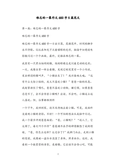 难忘的一幕作文650字5篇范文