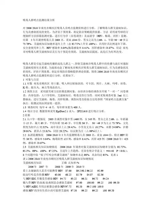 吸毒人群哨点监测结果分析