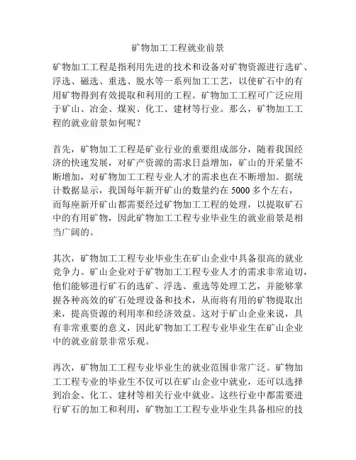 矿物加工工程就业前景