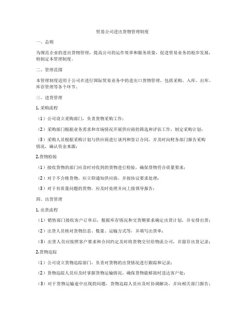贸易公司进出货物管理制度