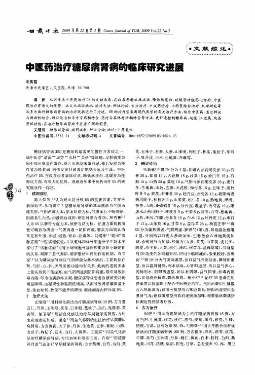 中医药治疗糖尿病肾病的临床研究进展
