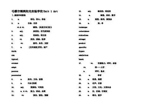 高考英语第一轮 Unit1 Art精讲精练复习题1