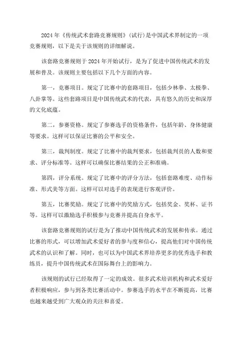 2024年《传统武术套路竞赛规则》