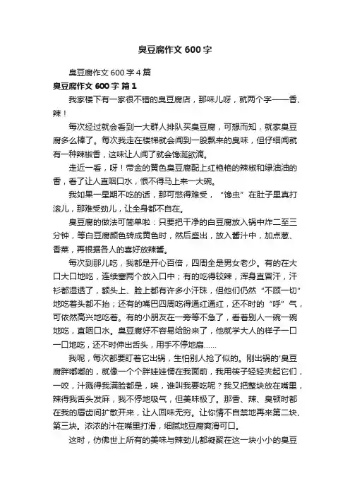 臭豆腐作文600字4篇