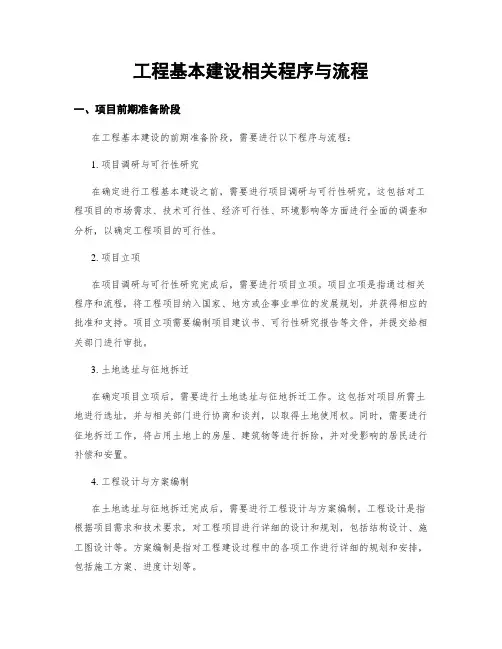 工程基本建设相关程序与流程