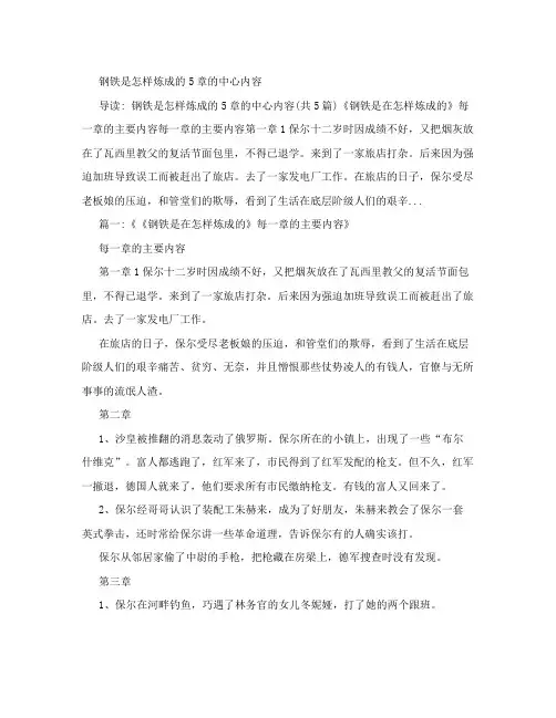 钢铁是怎样炼成的5章的中心内容