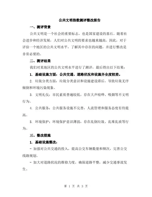 公共文明指数测评整改报告