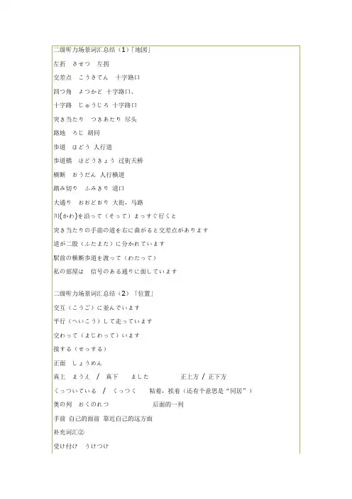 日语二级能力考试听力场景词汇总结