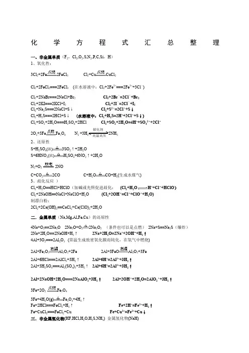 高中会考化学方程式总会考文科班