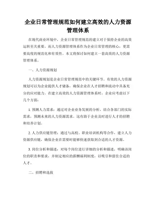 企业日常管理规范如何建立高效的人力资源管理体系