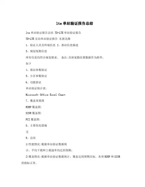 lte单站验证报告总结