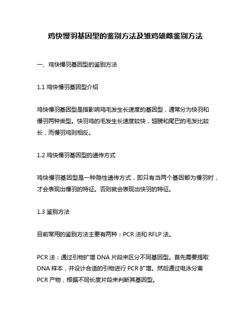 鸡快慢羽基因型的鉴别方法及雏鸡雄雌鉴别方法