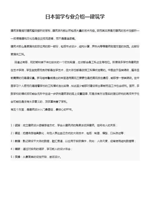 日本留学专业介绍—建筑学