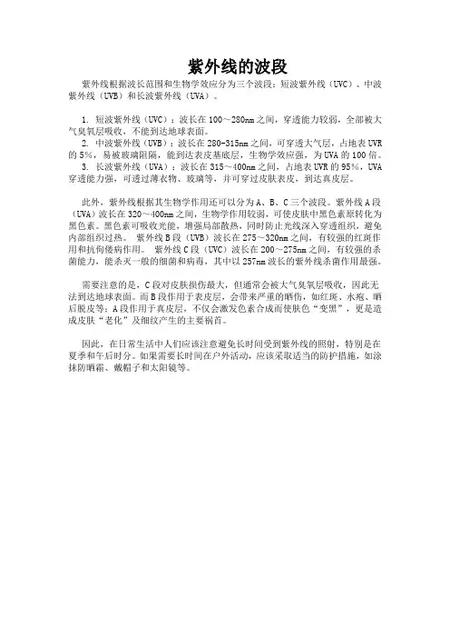紫外线的波段