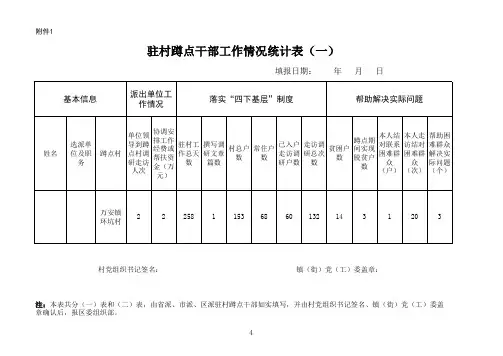 驻村蹲点工作统计表