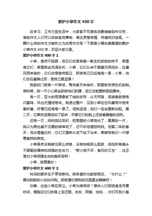 爱护小草作文范文400字（精选4篇）