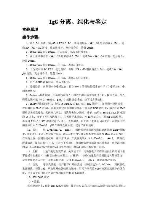 IgG的分离、提取与鉴定