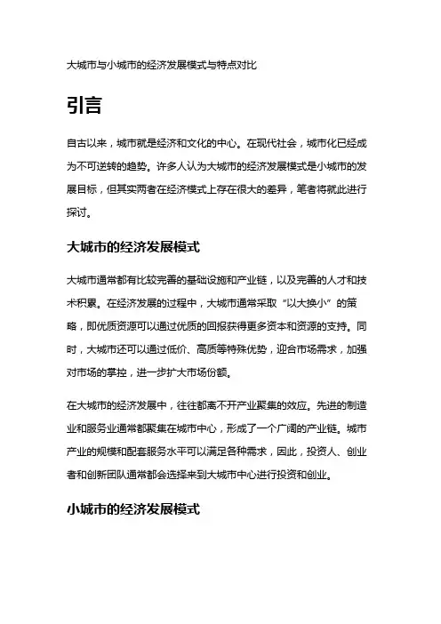11009 大城市与小城市的经济发展模式与特点对比
