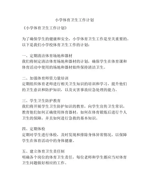 小学体育卫生工作计划