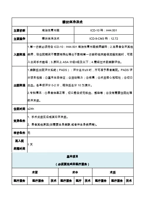 睫状体冷冻术(2020年日间手术病种手术操作规范)