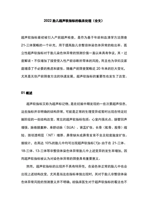 2022胎儿超声软指标的临床处理(全文)