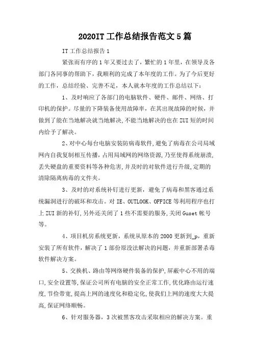2020IT工作总结报告范文5篇