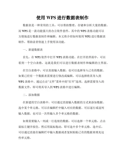 使用WPS进行数据表制作