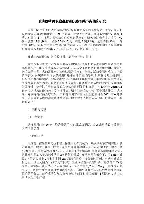 玻璃酸钠关节腔注射治疗膝骨关节炎临床研究