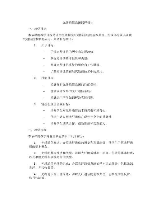 光纤通信系统课程设计