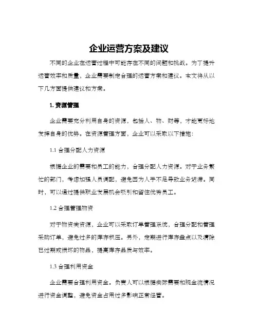 企业运营方案及建议