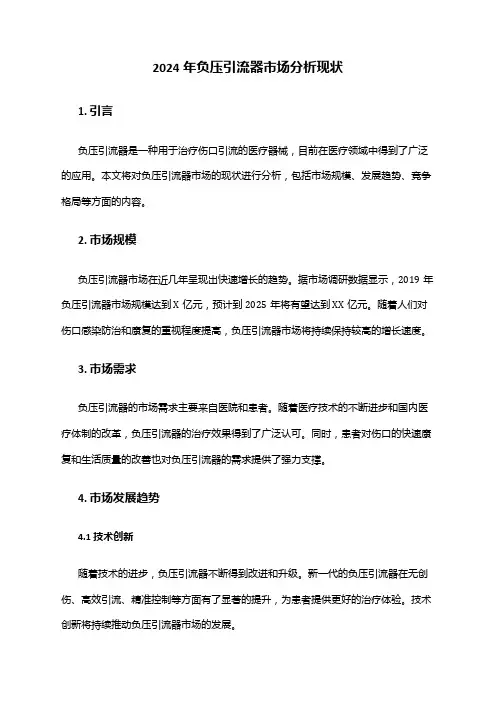 2024年负压引流器市场分析现状