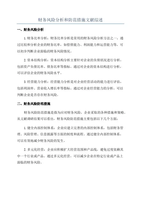 财务风险分析和防范措施文献综述