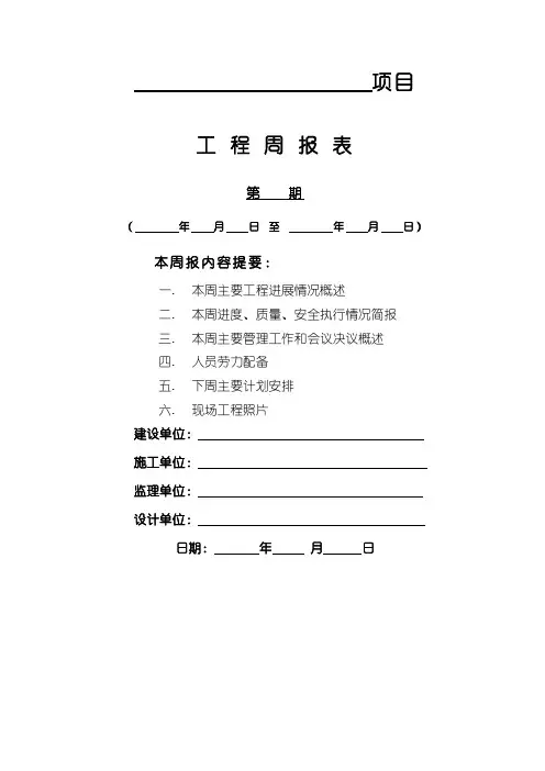 建筑工程周报表