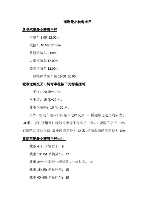 道路最小转弯半径