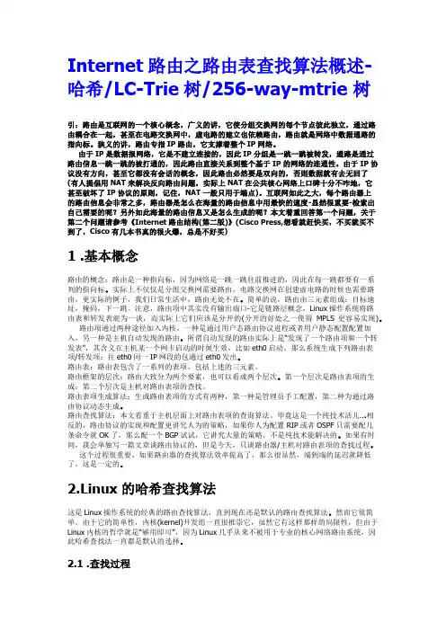 Internet路由之路由表查找算法概述-哈希LC-Trie树256-way-mtrie树