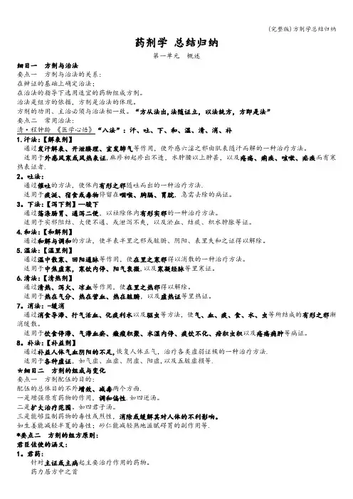 (完整版)方剂学总结归纳