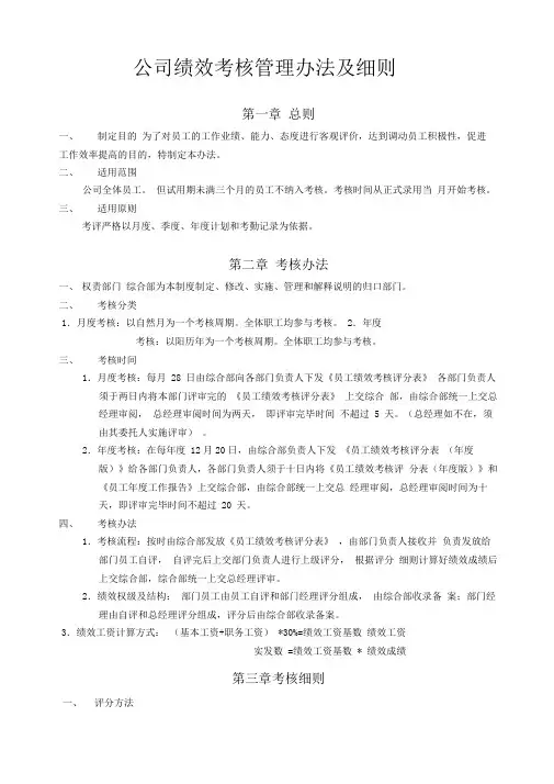 公司绩效考核的管理办法及细则.doc-公司考核管理办法