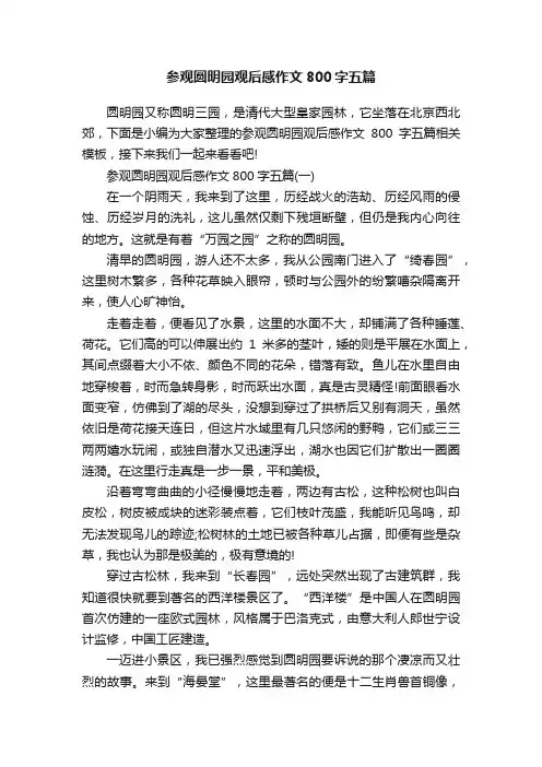 参观圆明园观后感作文800字五篇