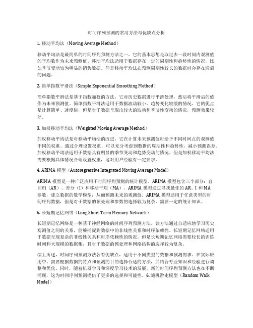 时间序列预测的常用方法与优缺点分析