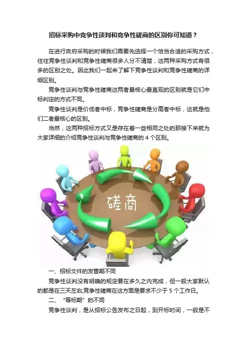 招标采购中竞争性谈判和竞争性磋商的区别你可知道？