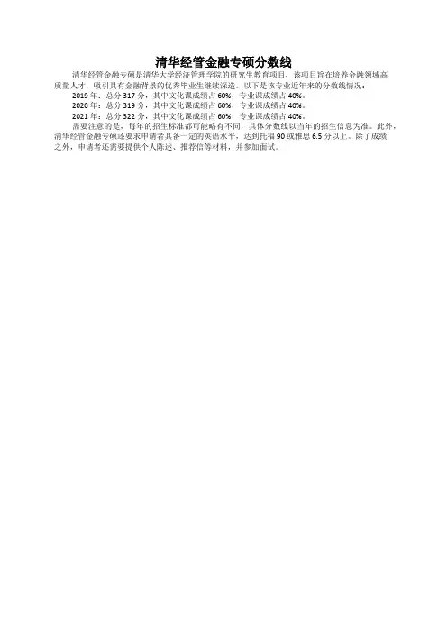 清华经管金融专硕分数线
