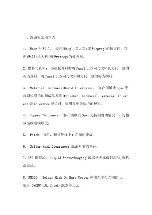 线路板常用术语资料